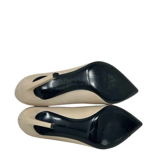 Saint Laurent Paris Beige Leather Gold Studded Cap Toe High Heel Stiletto Pumps - Picture 9 of 10